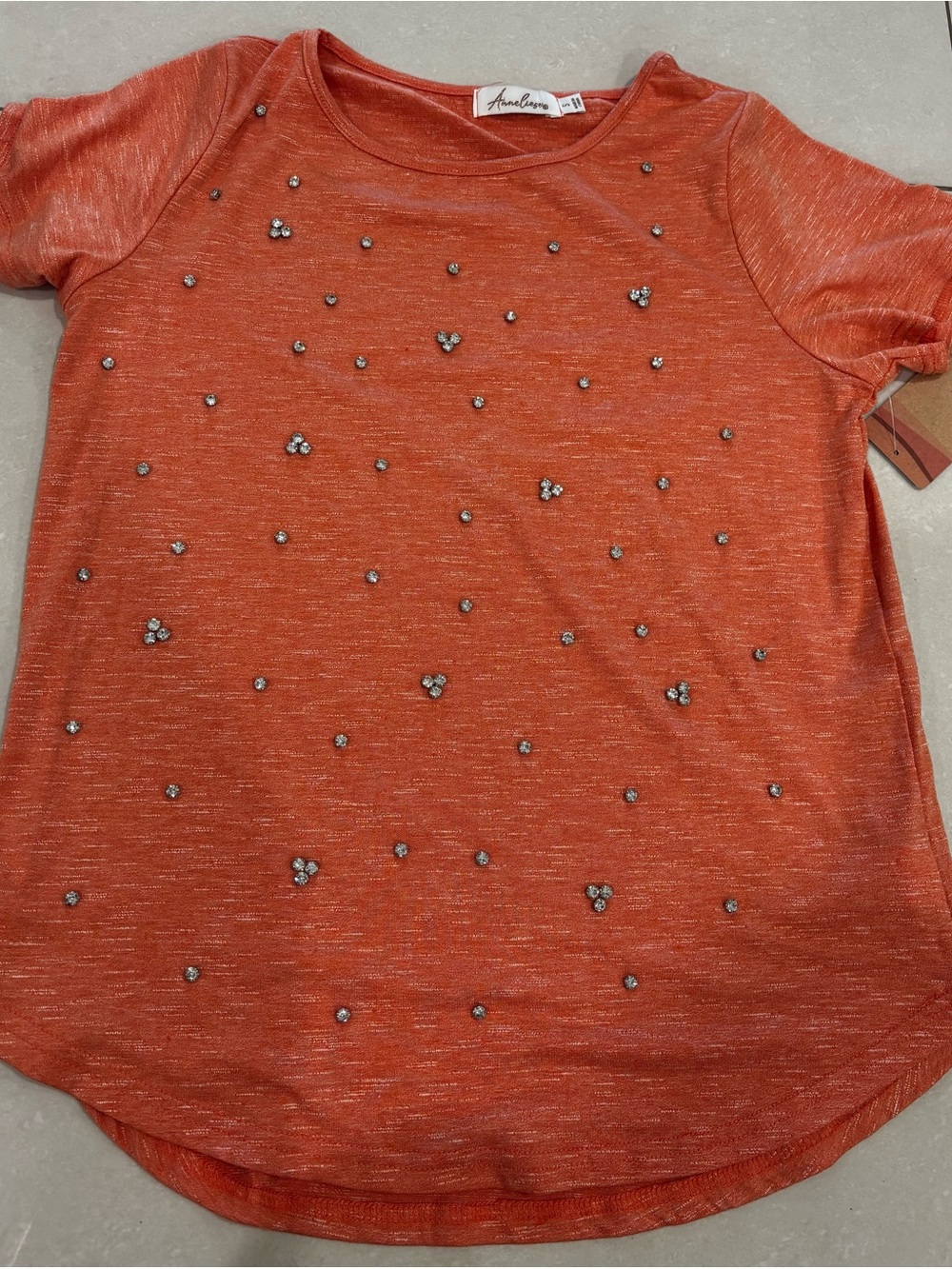 Embellished Orange Short Sleeve Tee by Andalou?